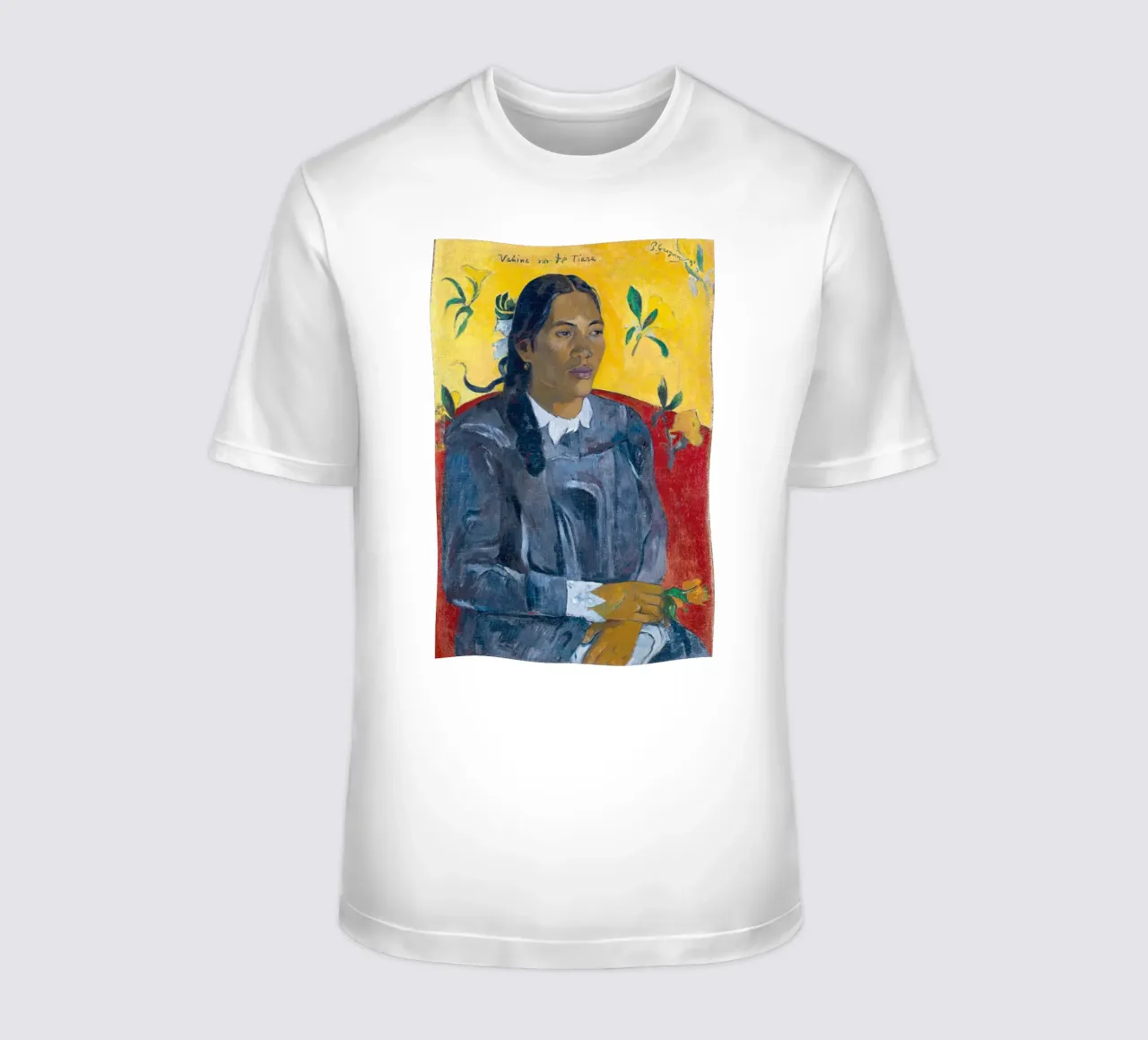 Paul Gauguin - Donna tahitiana con fiore t-shirt da Timeless Artworks