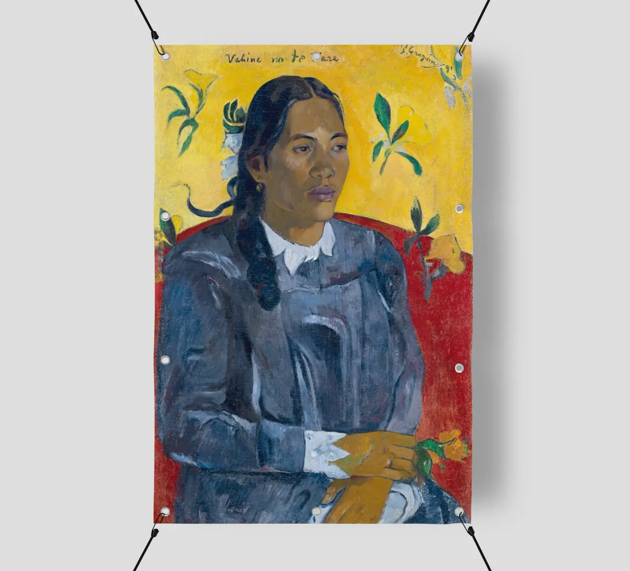 Paul Gauguin - Donna tahitiana con fiore telo in pvc da Timeless Artworks