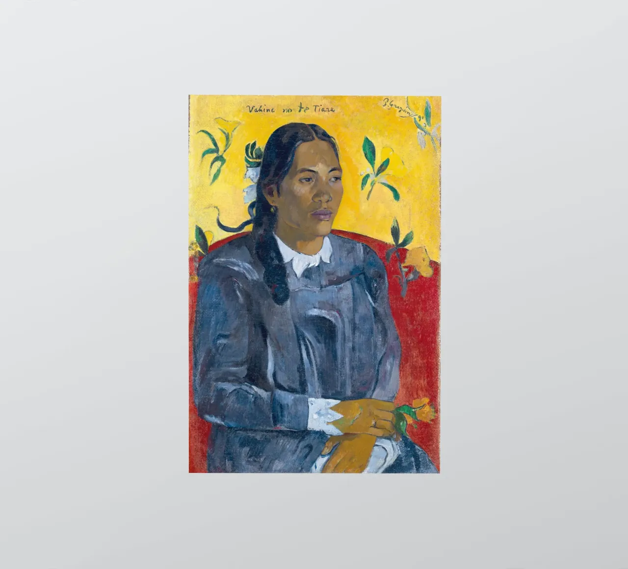 Paul Gauguin - Femme tahitienne avec une fleur autocollant de Timeless Artworks