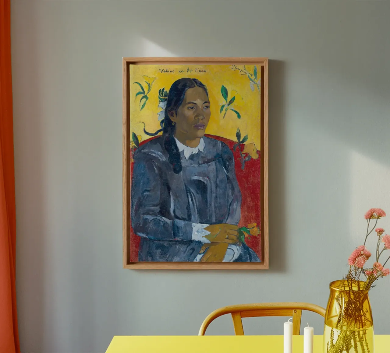 Paul Gauguin - Tahitiaanse vrouw met een bloem canvas van Timeless Artworks