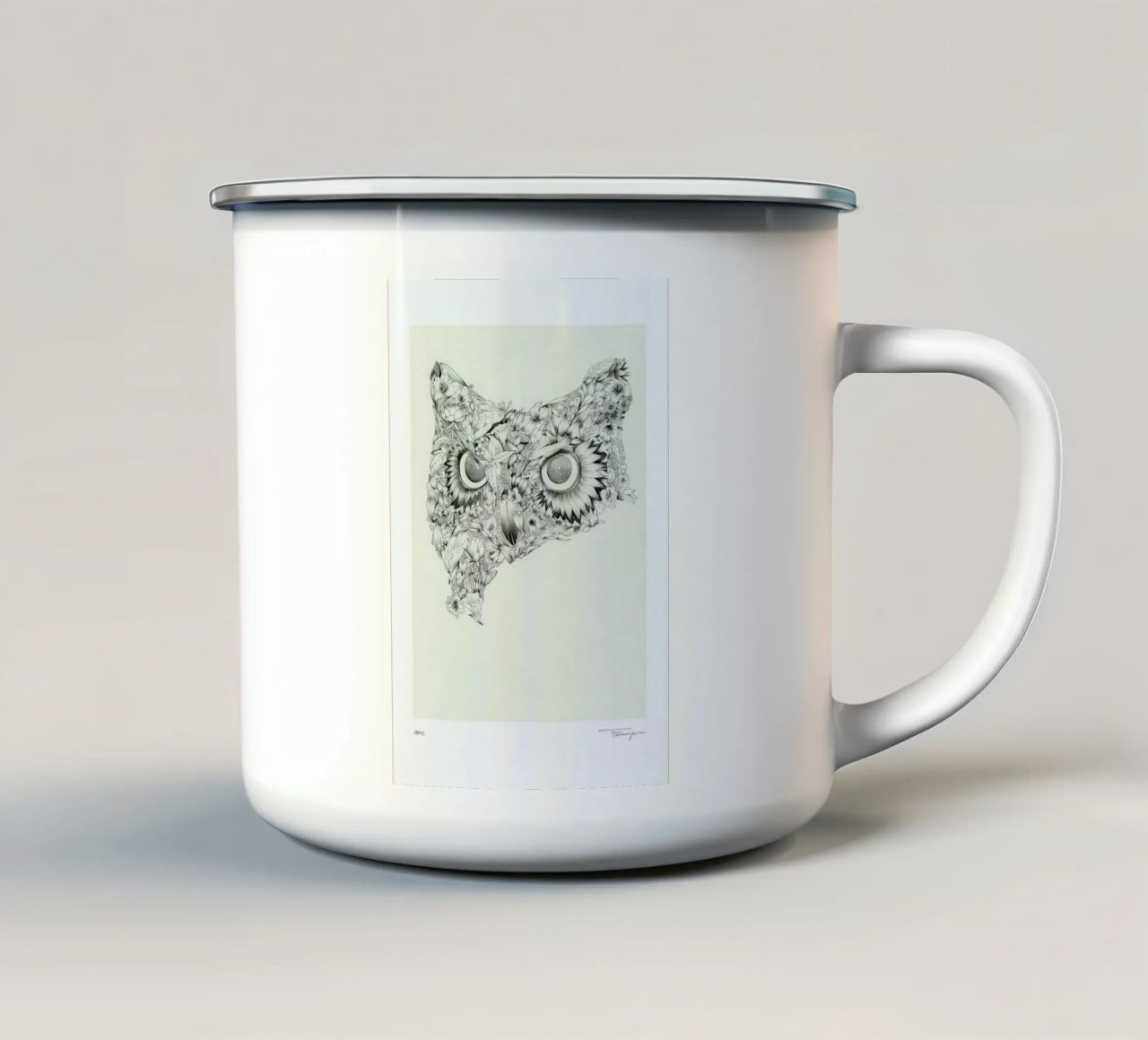 Owl tazza in smalto da Faunesque