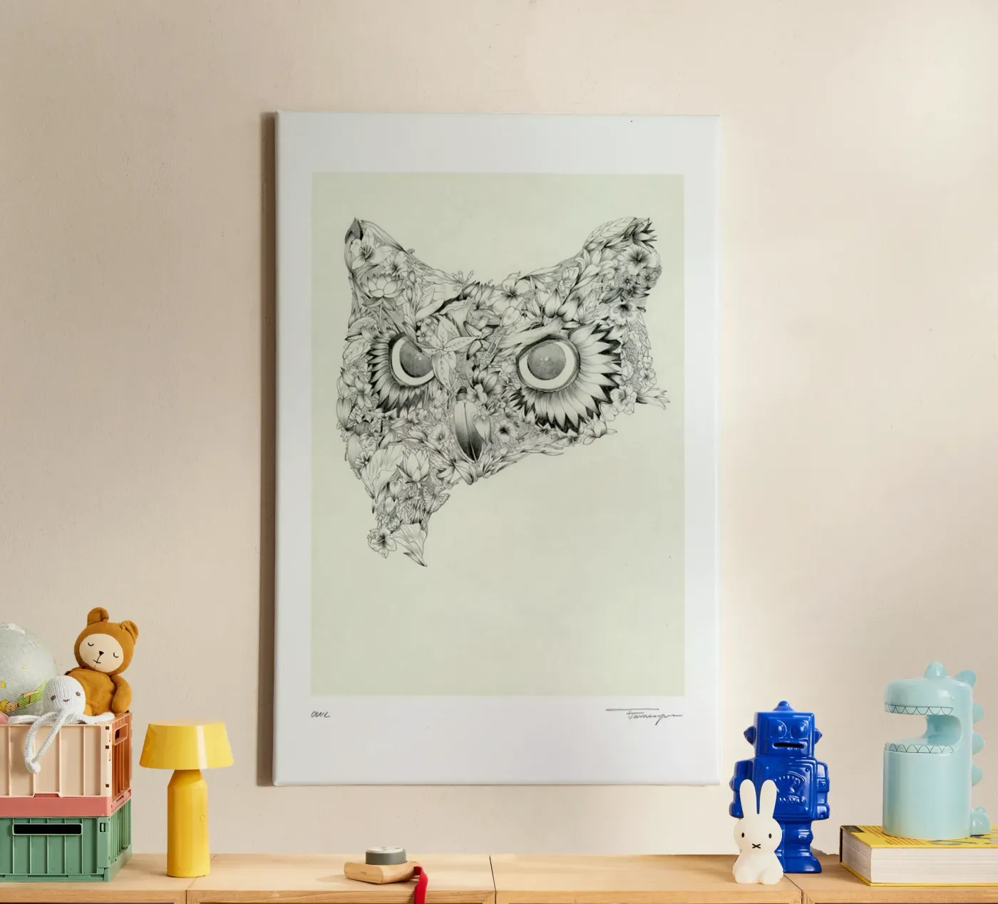 Owl canvas by Faunesque
