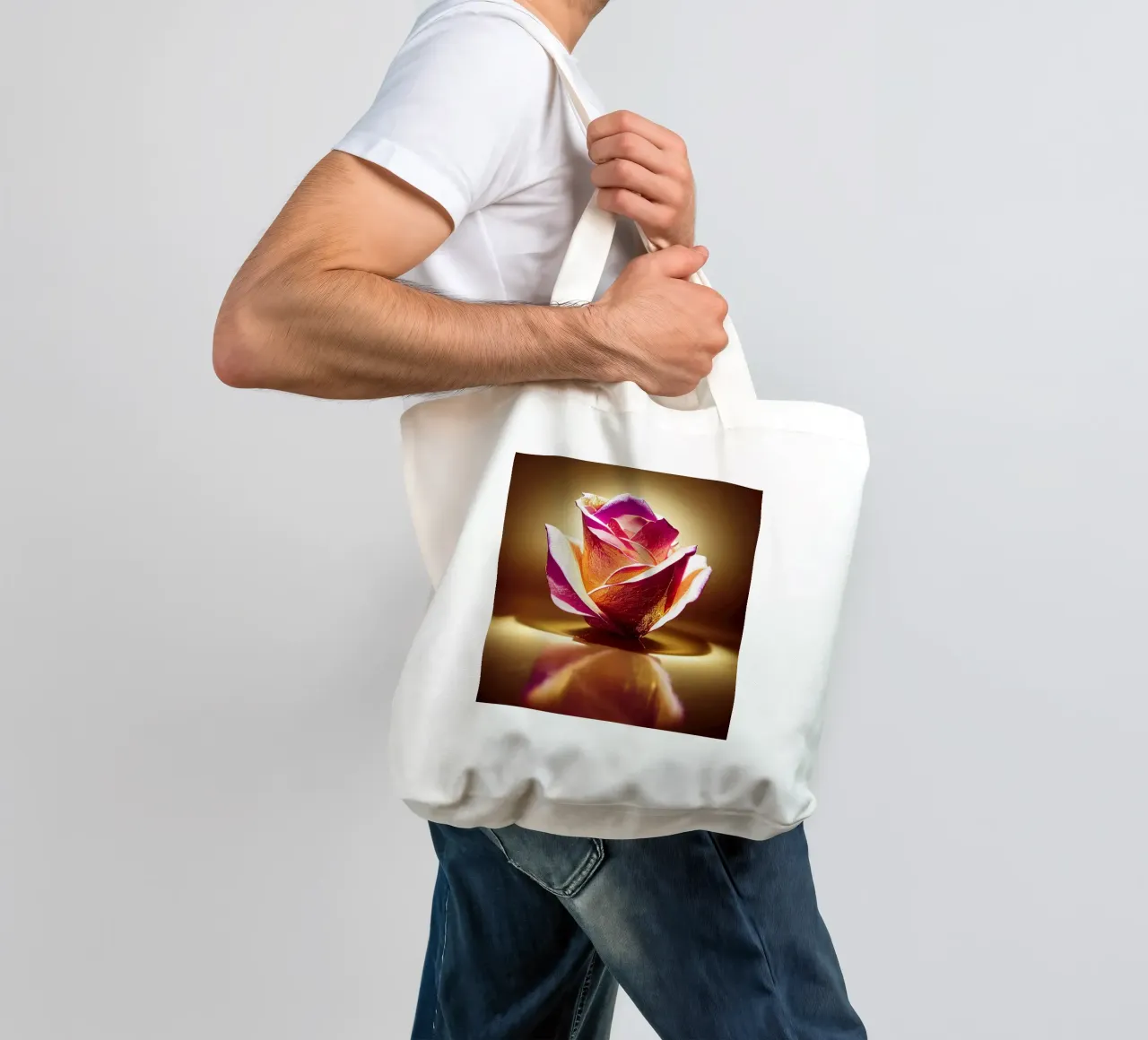 Macro fiore di rosa borsa in juta da Bold Blooms