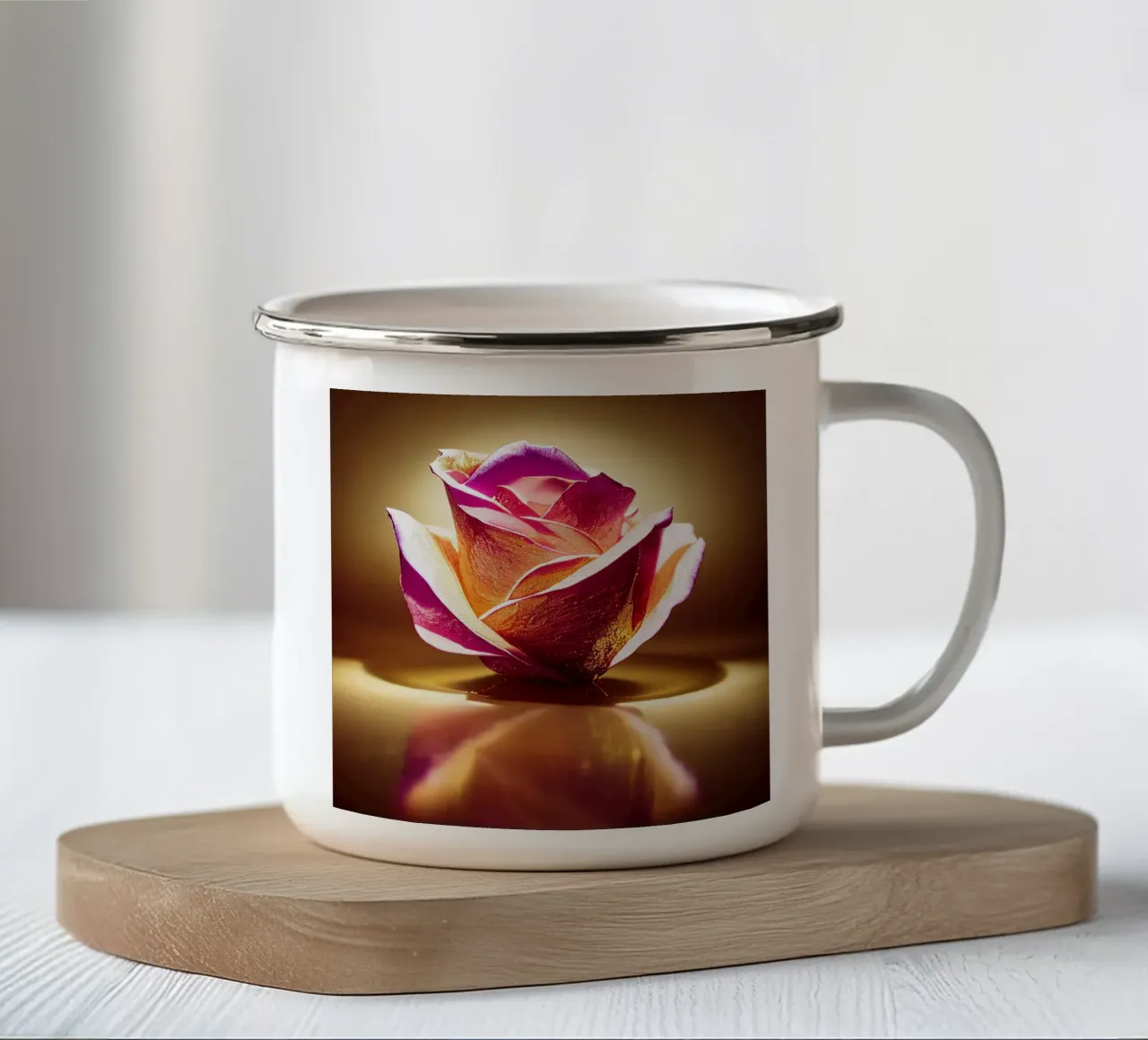 Macro Rozenbloem emaille mok van Bold Blooms