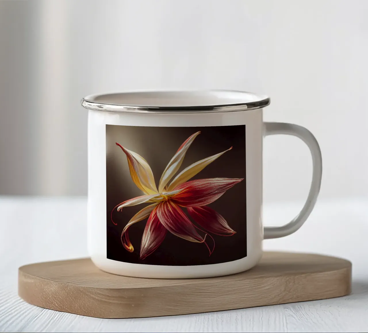Macro fiore di alga scarlatta tazza in smalto da Bold Blooms