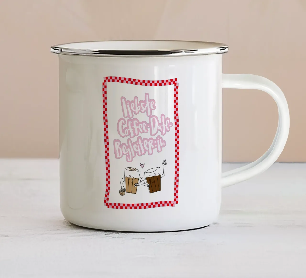 Coffee-date tazza in smalto da Brushmeetspaper