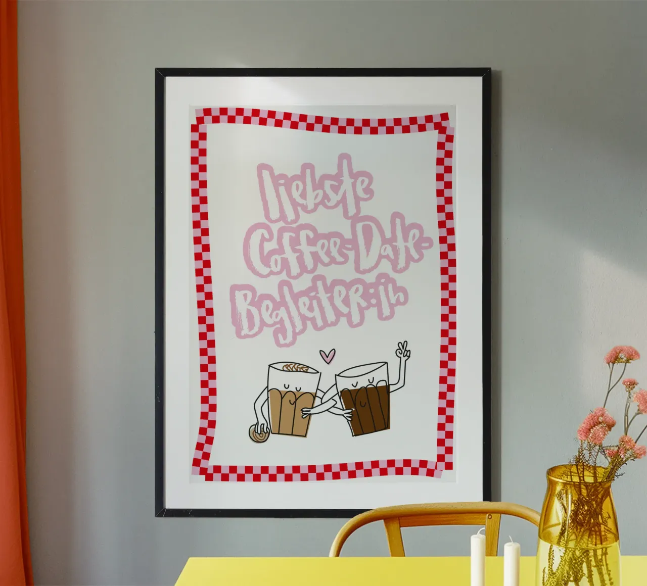 Coffee-date poster con telaio in plastica da Brushmeetspaper