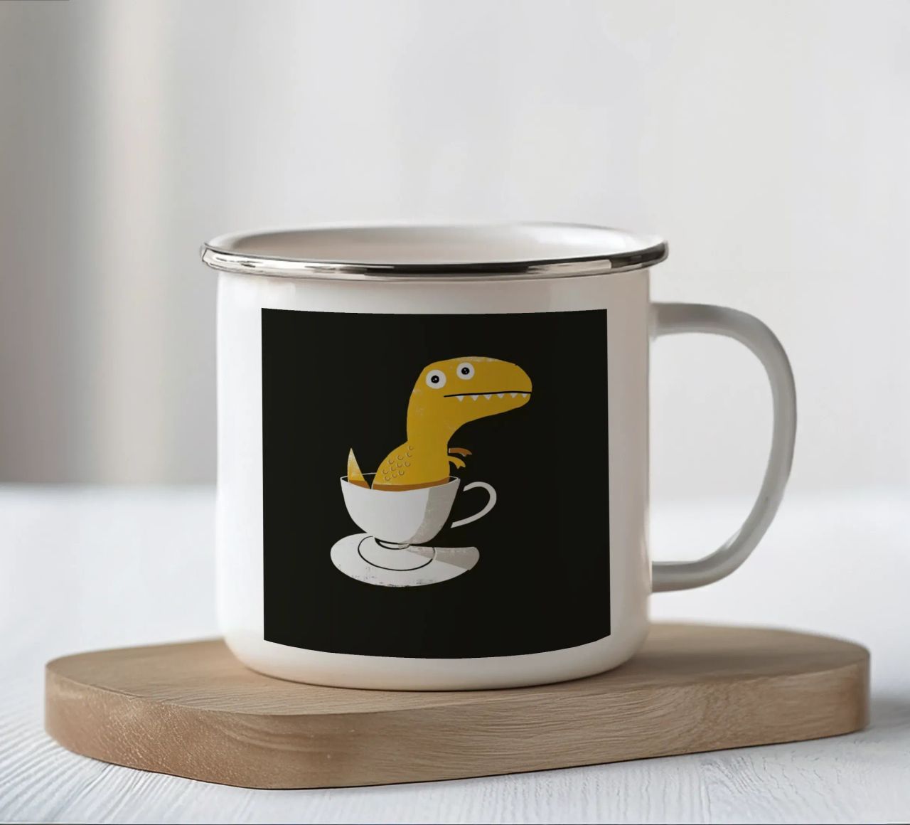Tea Rex Emaille Tasse von DinoMike
