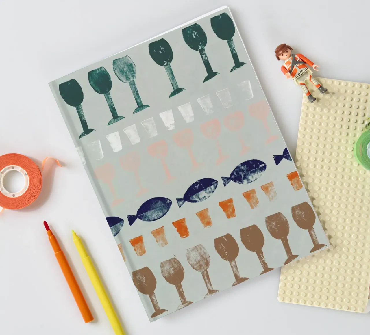 Fish and Wine 1 notebook by Rinah Lang