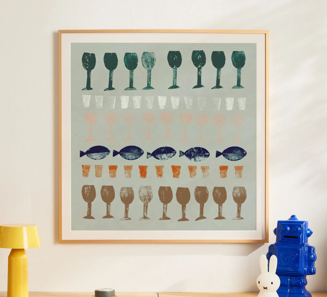 Fish and Wine 1 poster by Rinah Lang