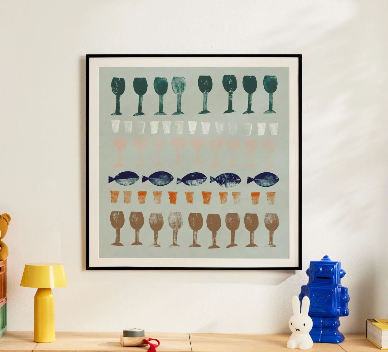 Fish and Wine 1 poster by Rinah Lang
