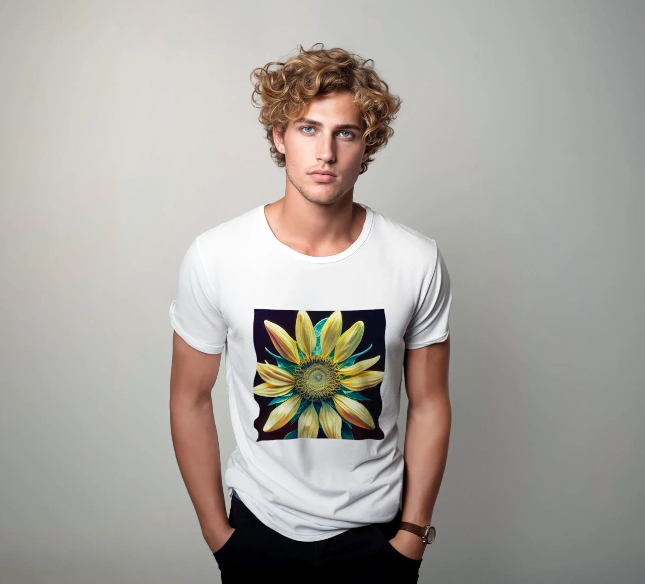 Girasole macro t-shirt da Bold Blooms