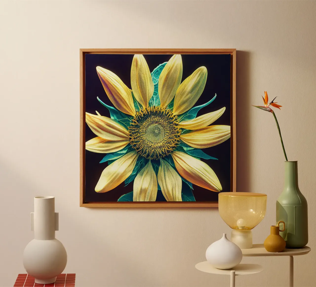 Girasole macro tela con Cornice a cassetta da Bold Blooms