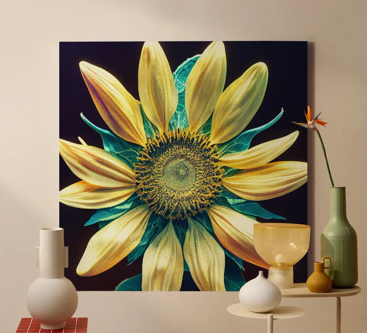 Girasole macro tela con Cornice a cassetta da Bold Blooms