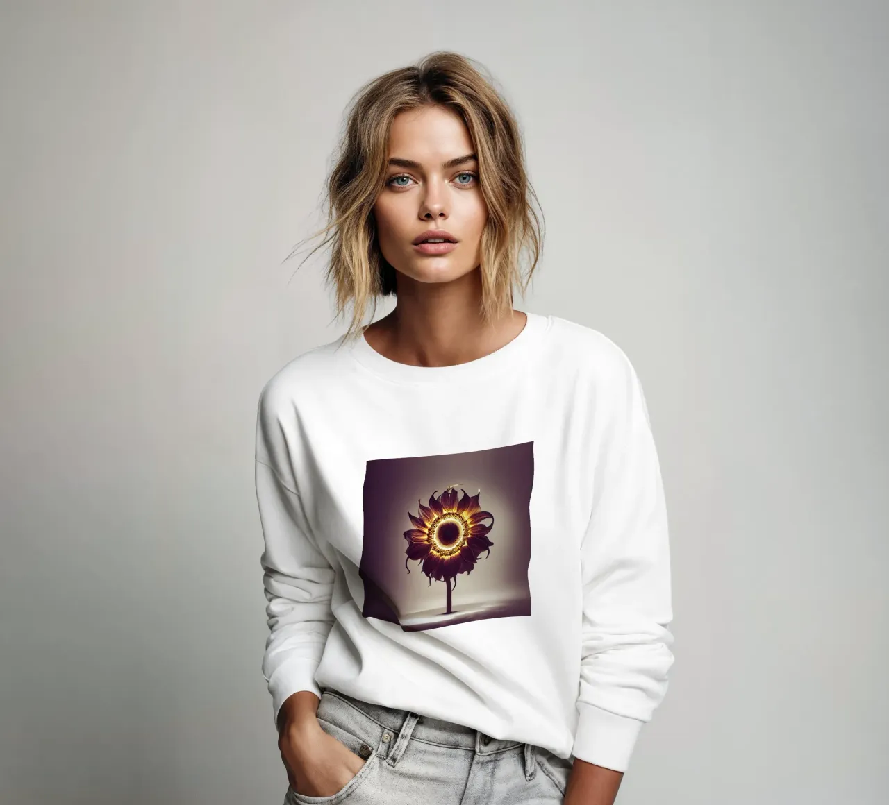Makro-Sonnenblume Sweatshirt von Bold Blooms