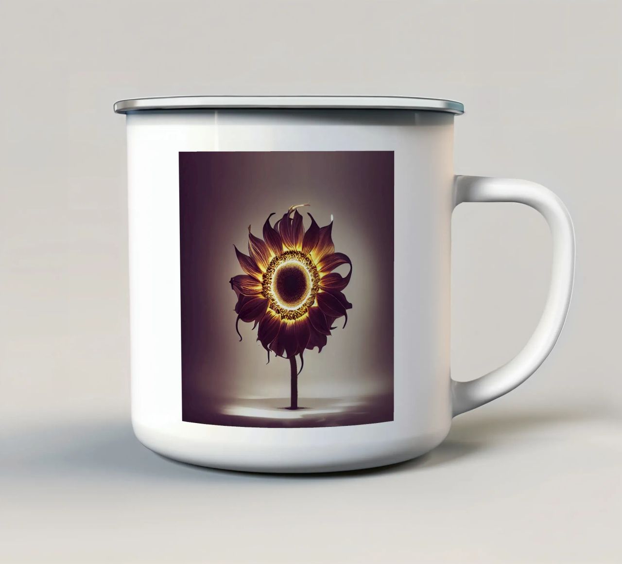 Girasole macro tazza in smalto da Bold Blooms