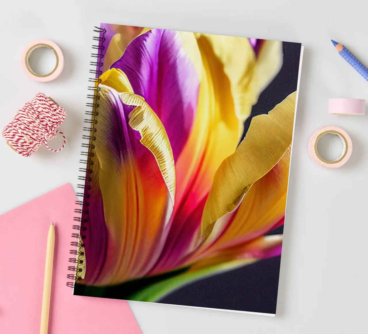 Macro Tulip Flower spiral notebook by Bold Blooms