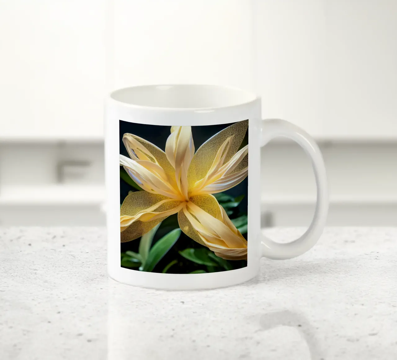 Macro fiore di oleandro giallo tazza in ceramica da Bold Blooms