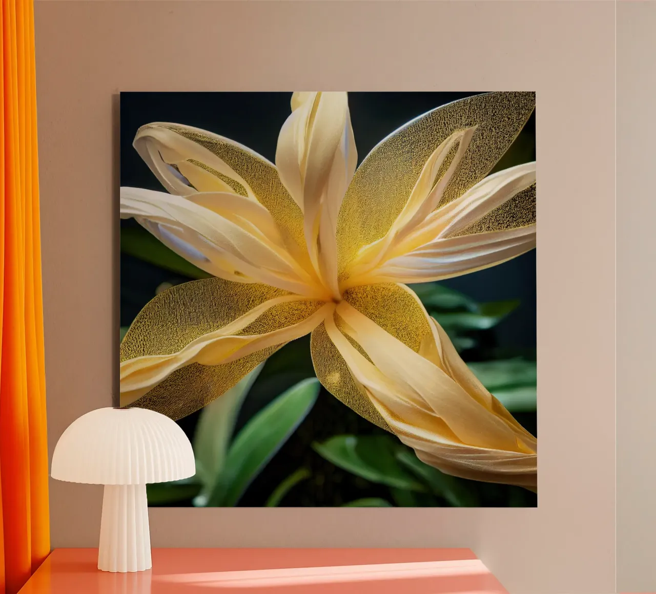 Macro fiore di oleandro giallo alluminio dibond da Bold Blooms