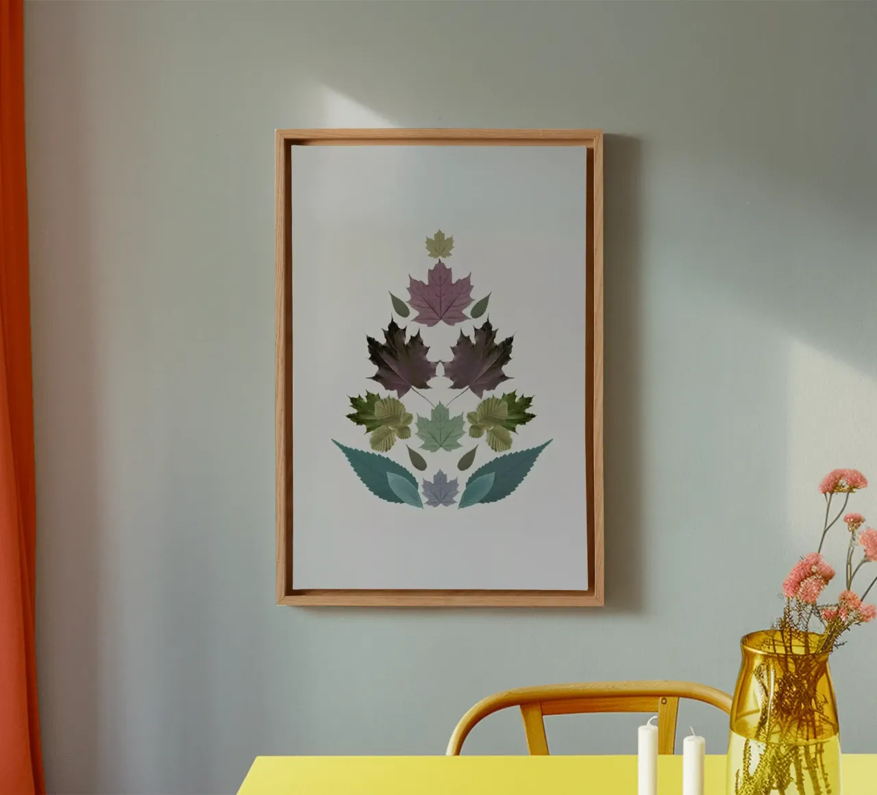 Leaves Tree canvas met Baklijst van The Wall Shop