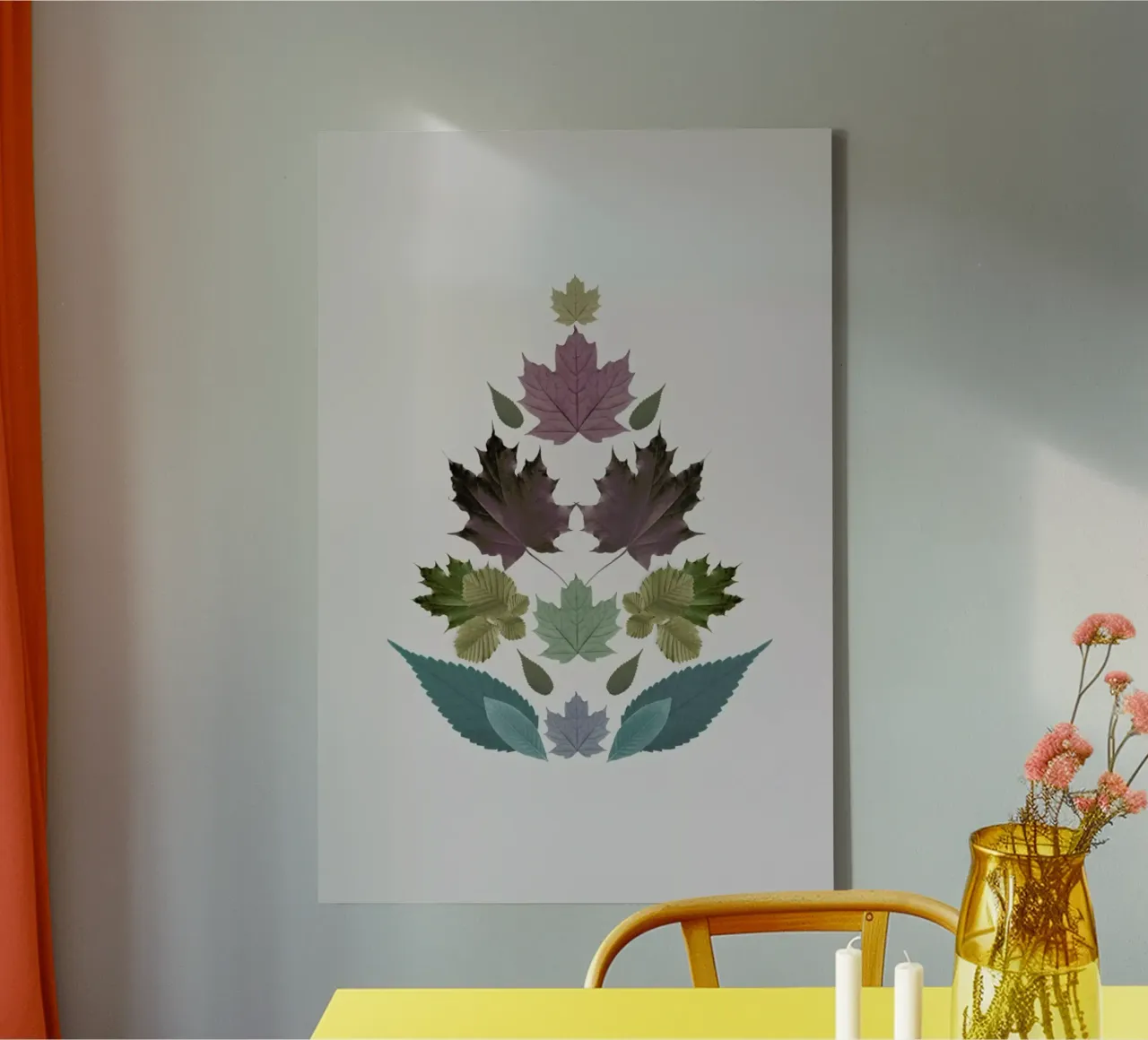 Leaves Tree canvas met Baklijst van The Wall Shop