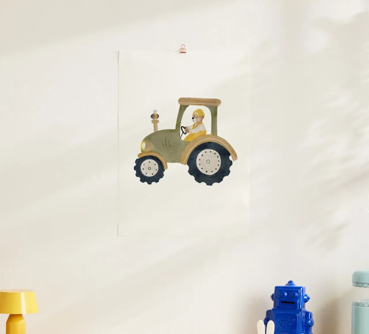 Traktor Hummel Bär Bauernhof poster con telaio in alluminio da HummelBär