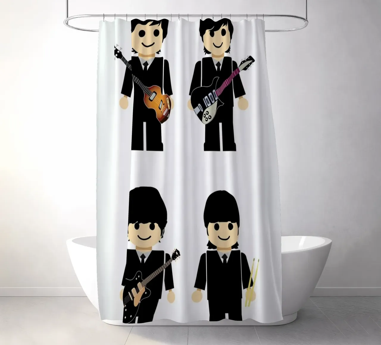 The Beatles Toy shower curtain by Rafa Gomes