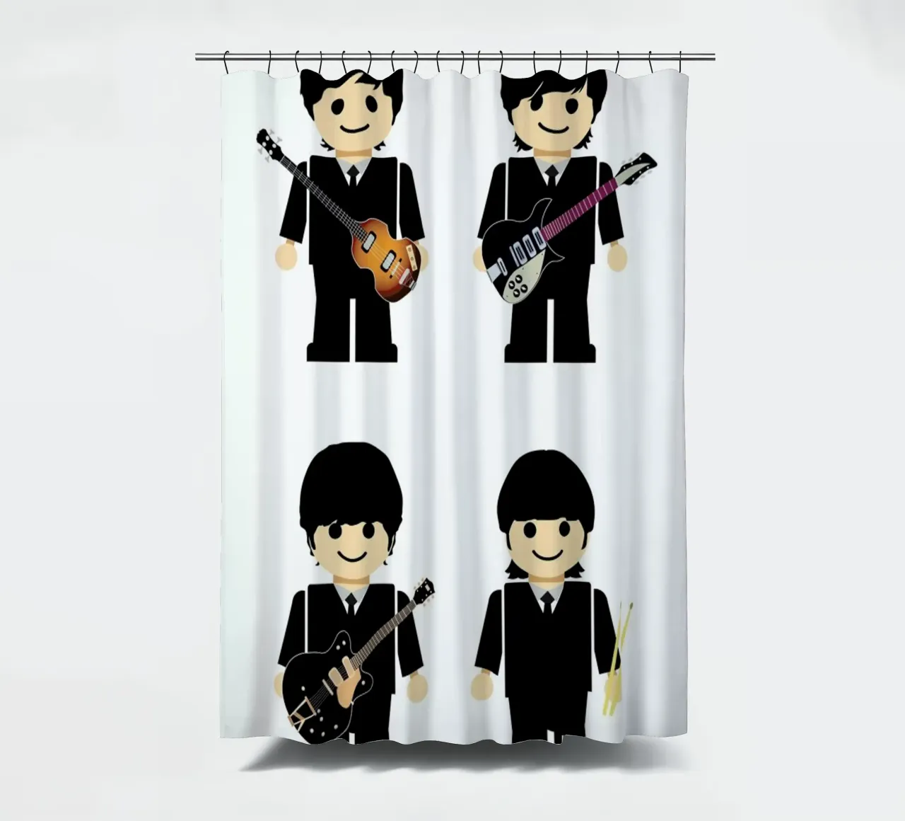 The Beatles Toy shower curtain by Rafa Gomes