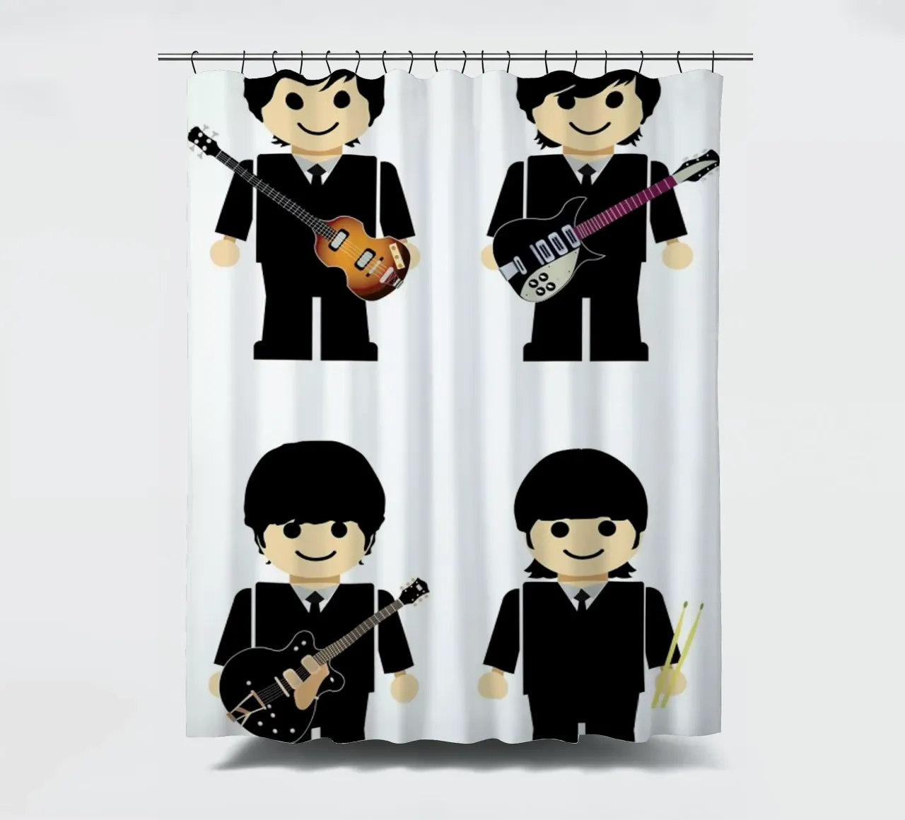 The Beatles Toy shower curtain by Rafa Gomes