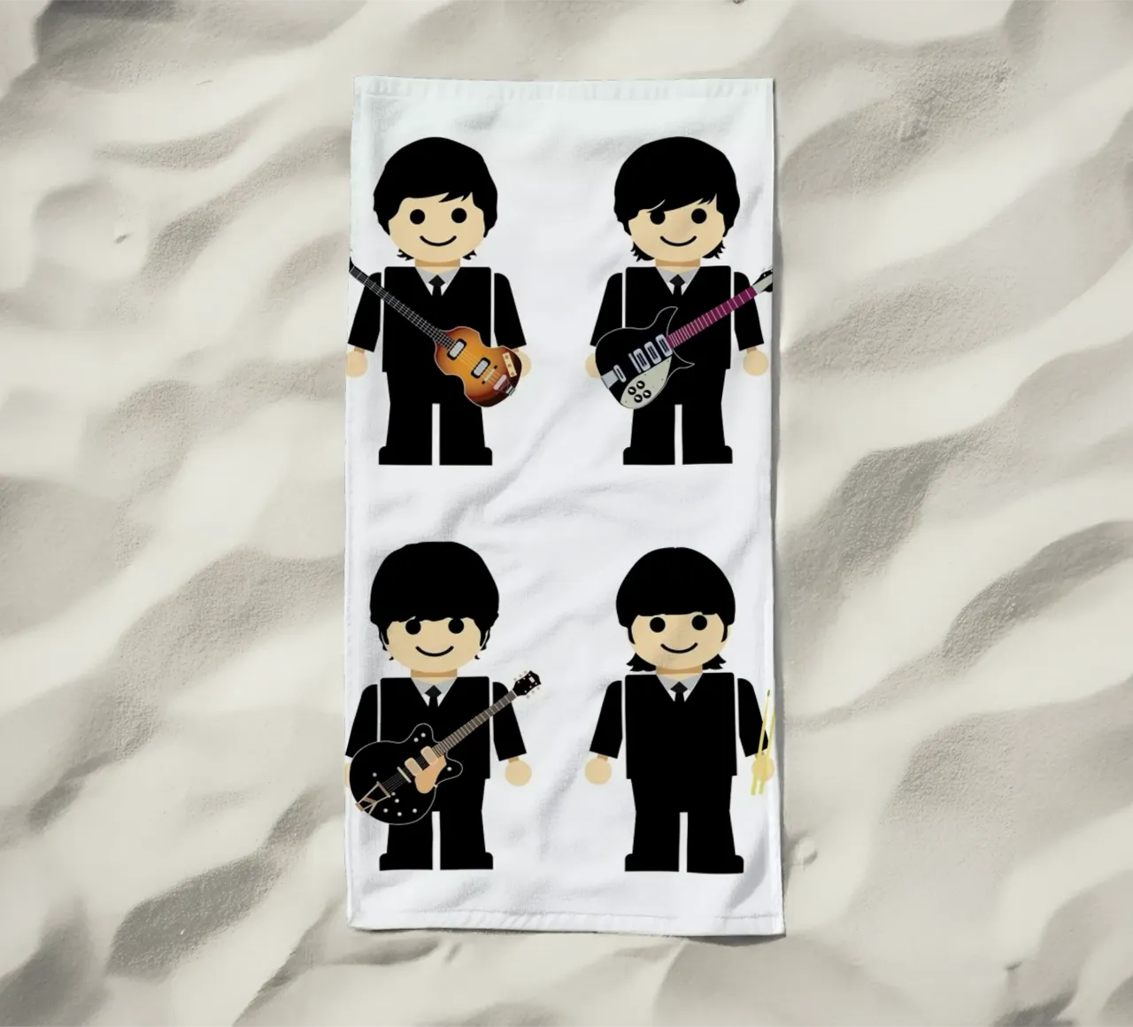 The Beatles Toy beach towel by Rafa Gomes