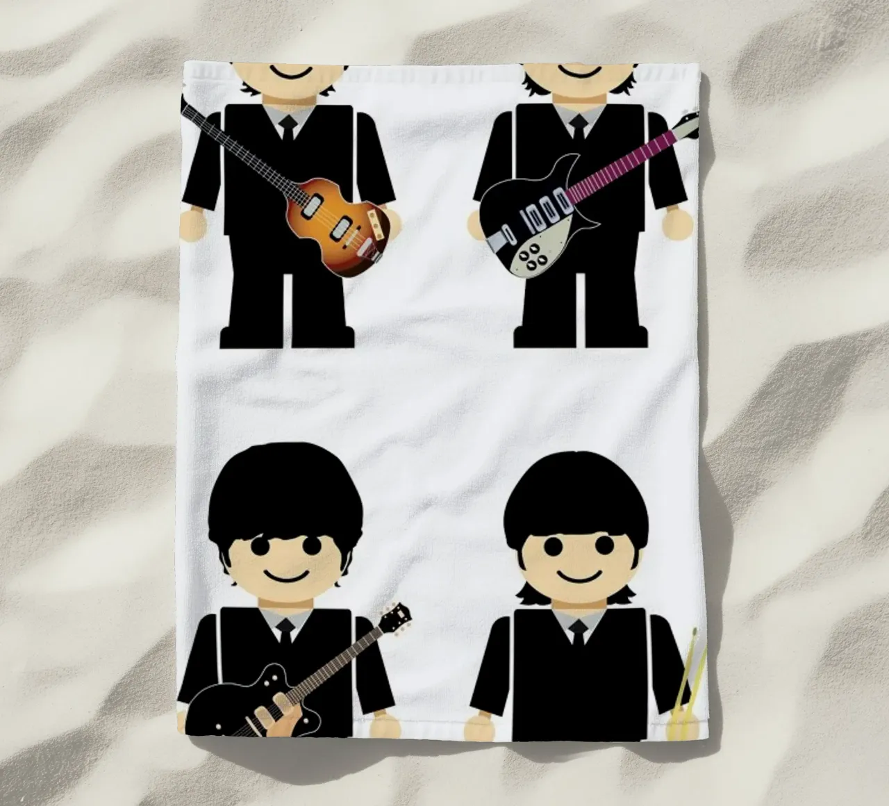 The Beatles Toy beach towel by Rafa Gomes