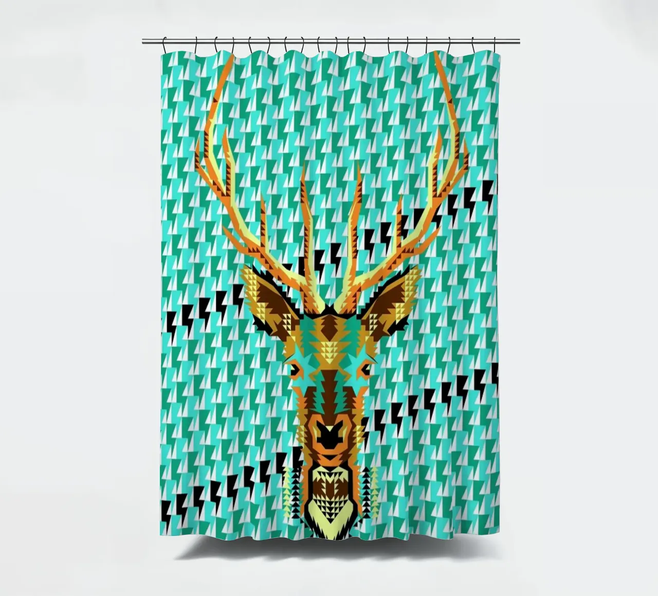 Geometric Deer shower curtain by Chobopop