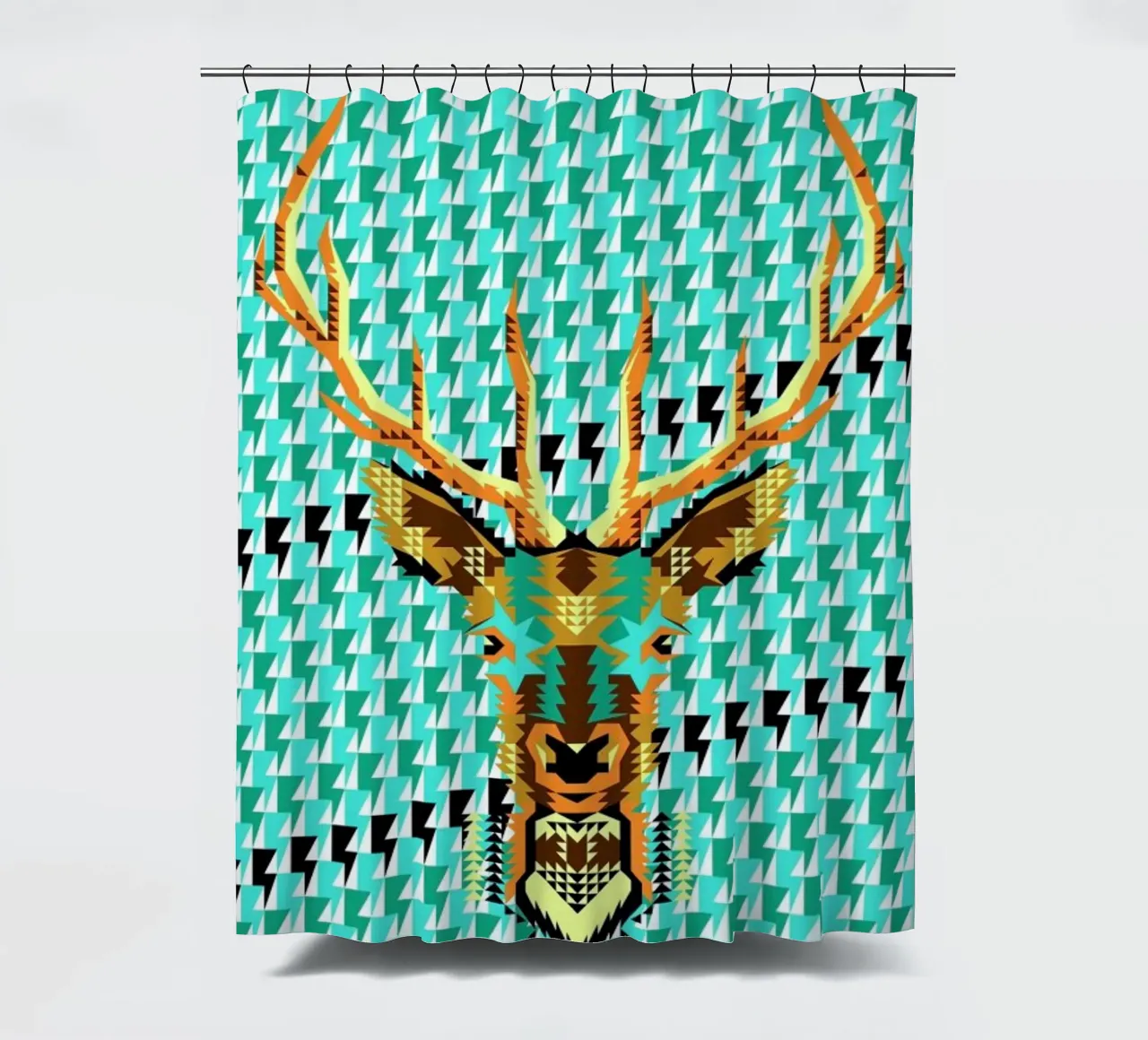 Geometric Deer shower curtain by Chobopop