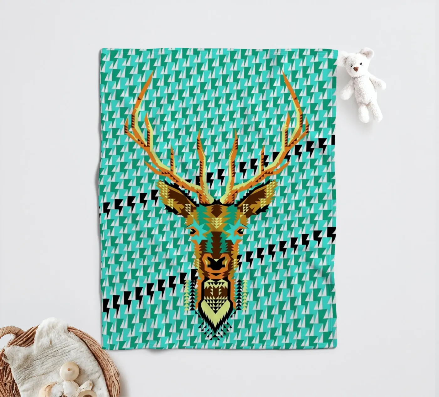 Geometric Deer Fleecedecke von Chobopop