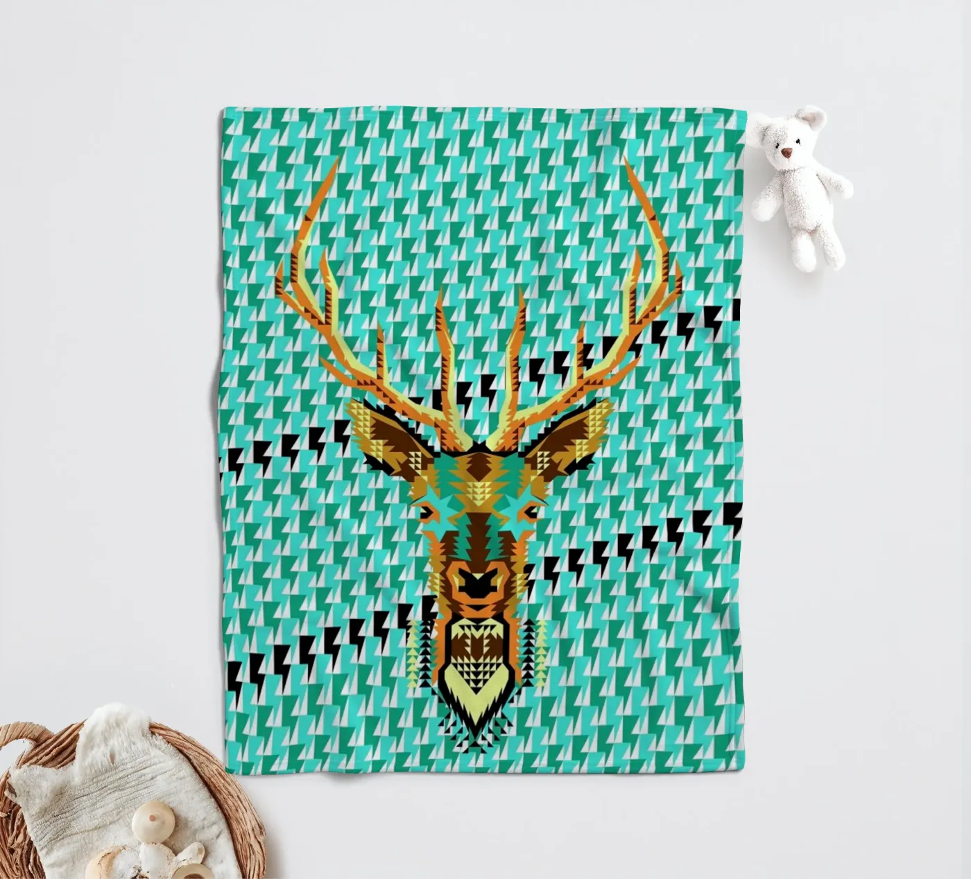 Geometric Deer coperta in pile da Chobopop