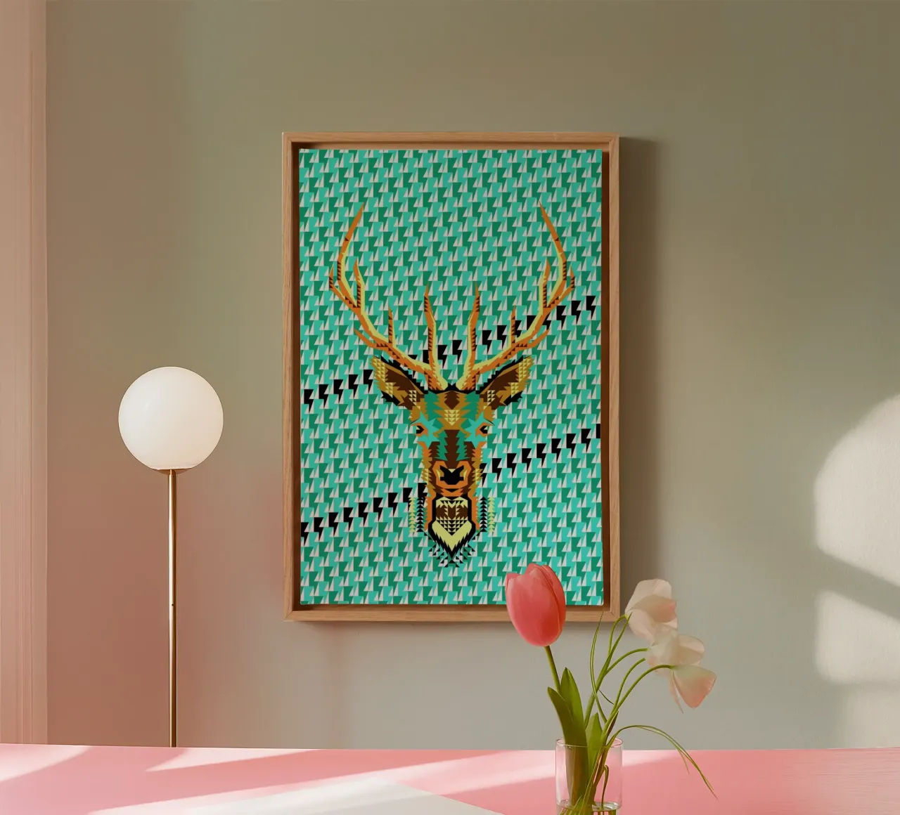 Geometric Deer Leinwand von Chobopop