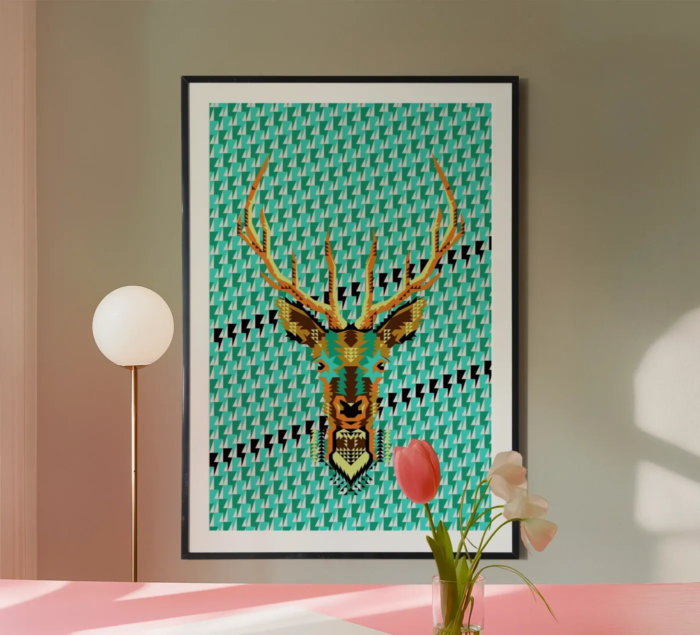 Geometric Deer poster by Chobopop