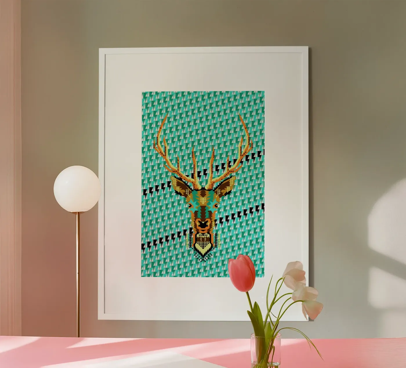 Geometric Deer poster by Chobopop