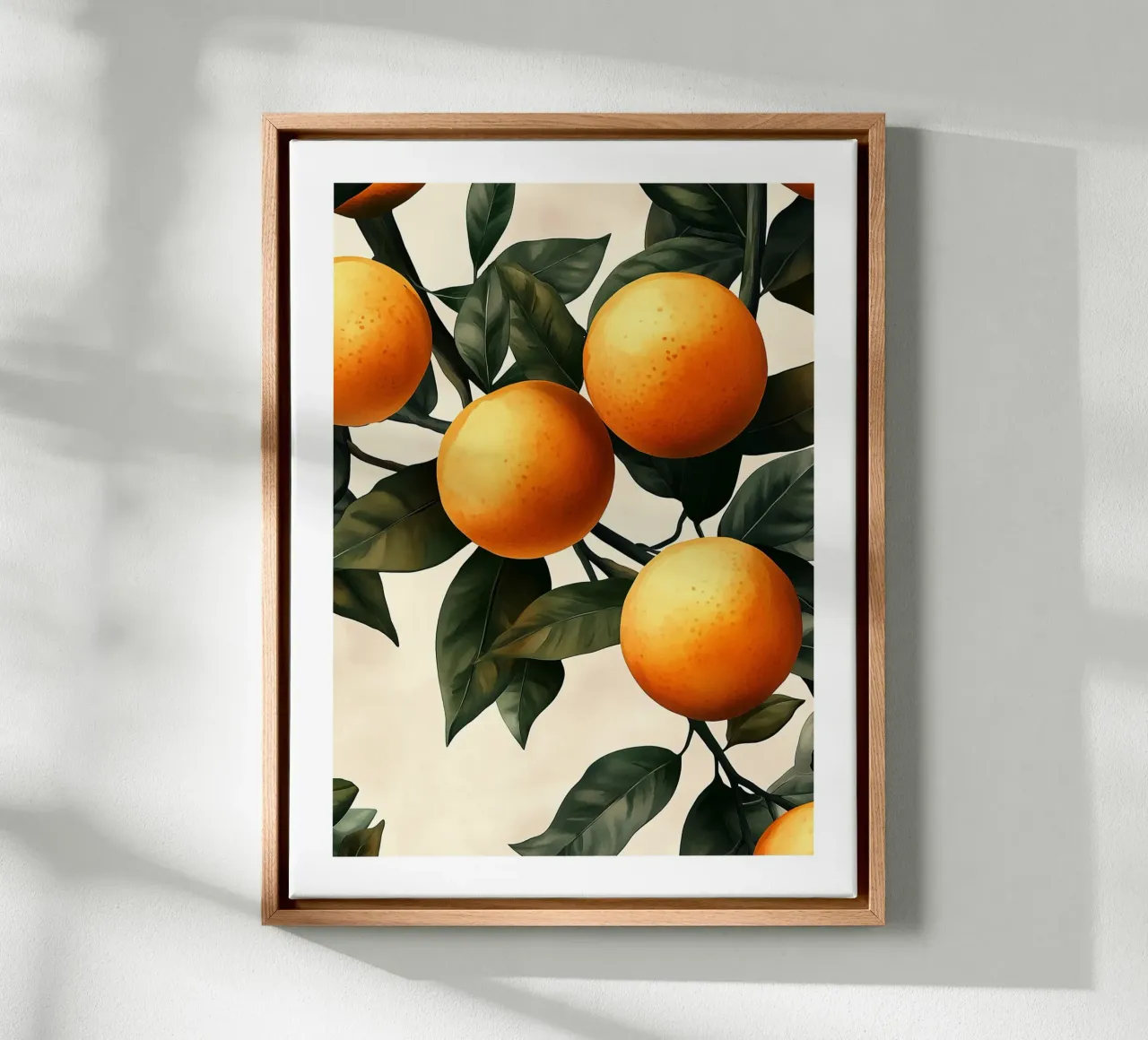Bright oranges on a branch canvas with Floater frame by Spice & Style