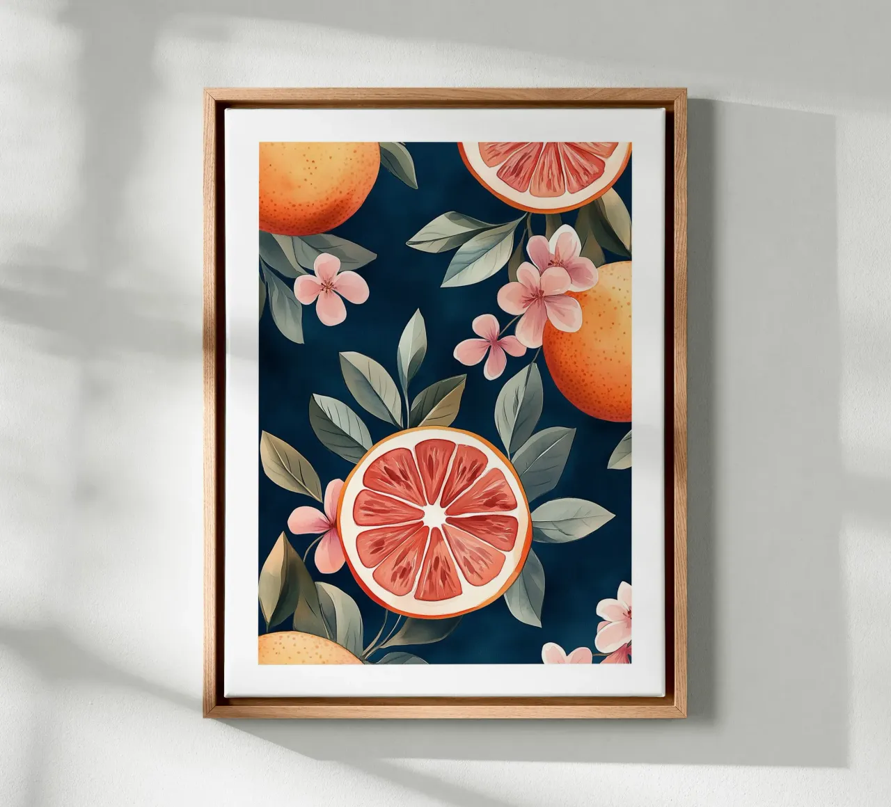 Pompelmo e fiori esotici tela con Cornice a cassetta da Spice & Style