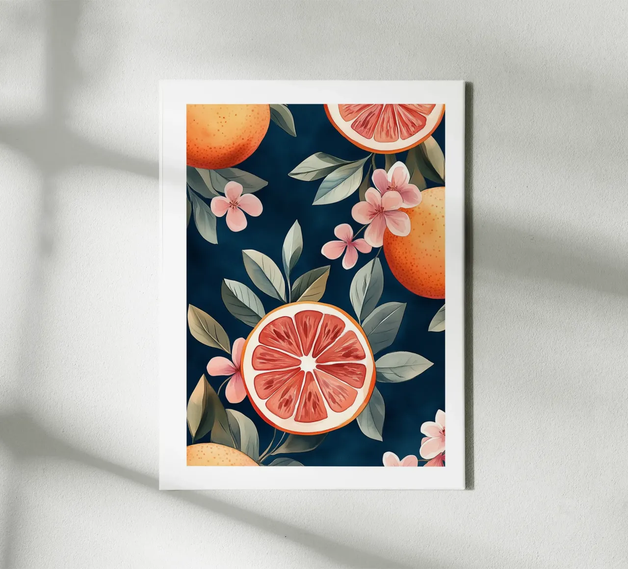 Pompelmo e fiori esotici tela con Cornice a cassetta da Spice & Style