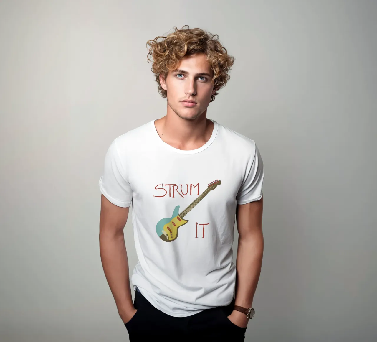 Strum it- minimalistisches Gitarren-Design t-shirt da Christiane Luz Creativum