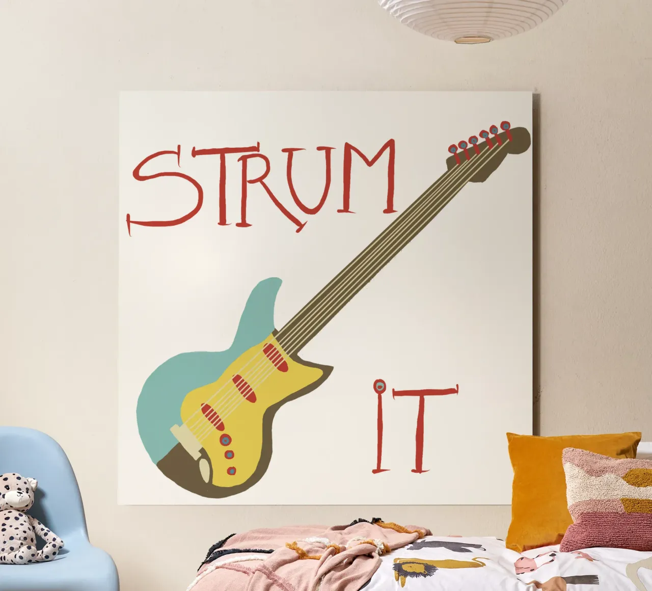 Strum it- minimalistisches Gitarren-Design alluminio dibond da Christiane Luz Creativum