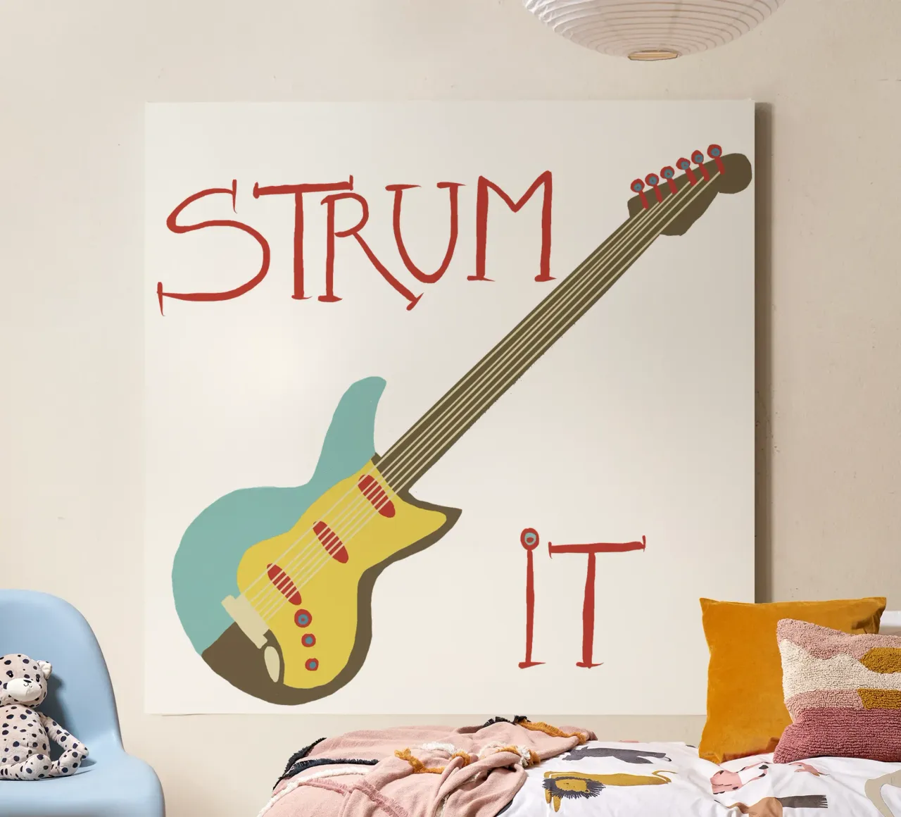 Strum it- minimalistisches Gitarren-Design canvas van Christiane Luz Creativum