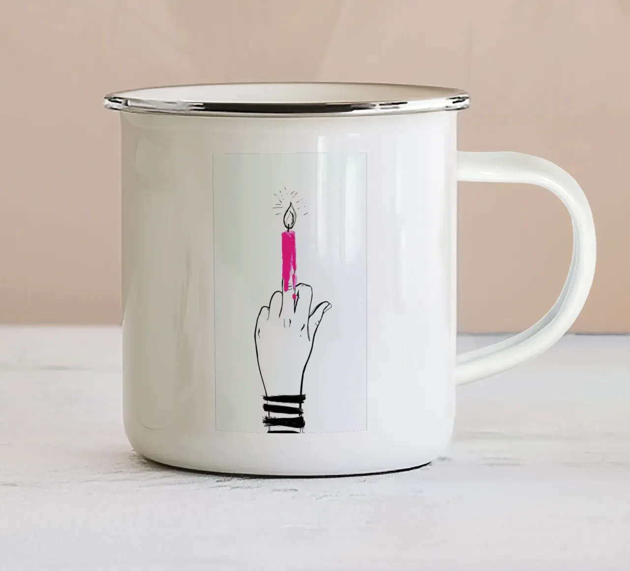 F B-Day enamel mug by Doozal