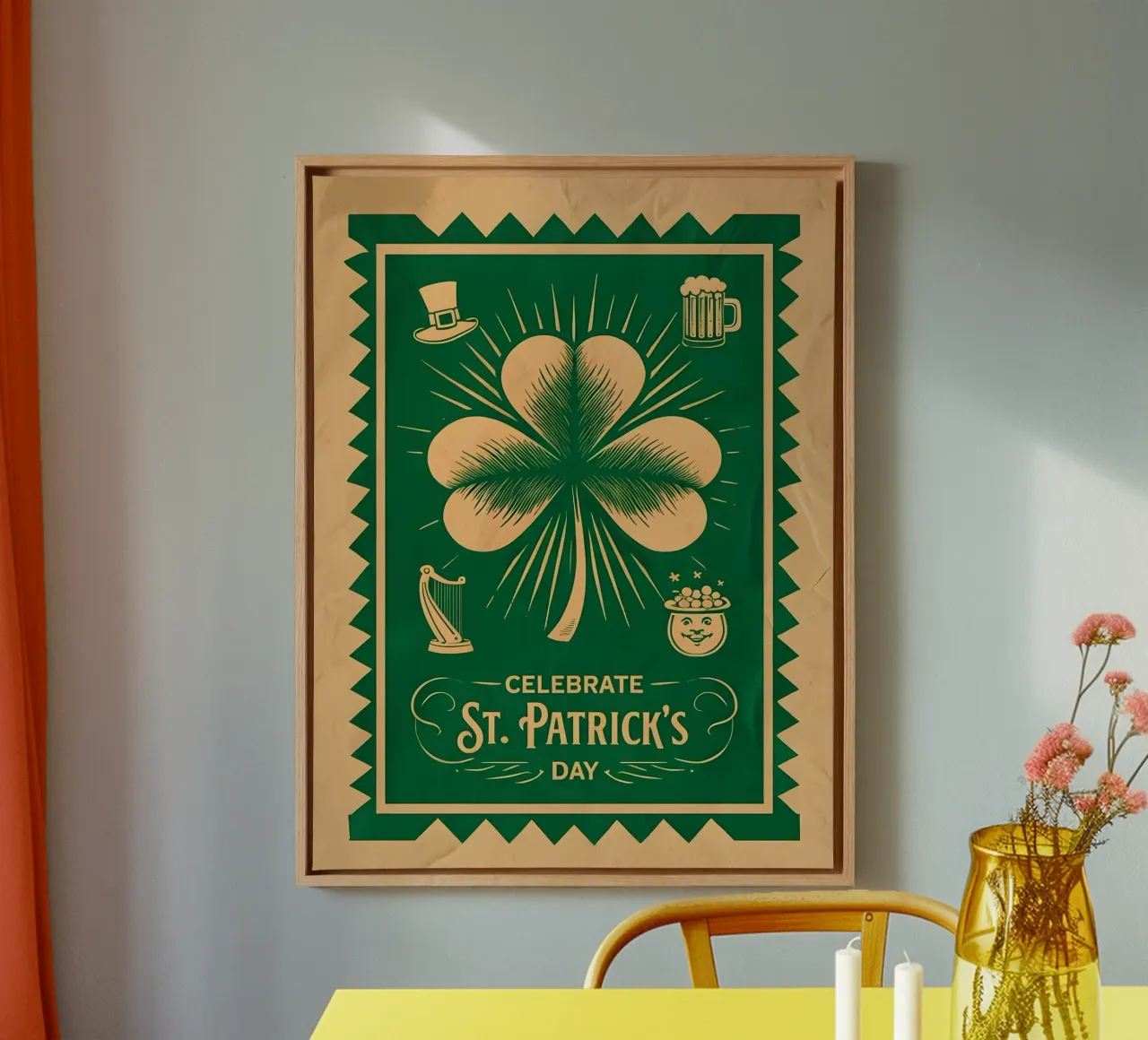 Festeggiare il giorno di San Patrizio tela con Cornice a cassetta da RETRO VINTAGE EDITION