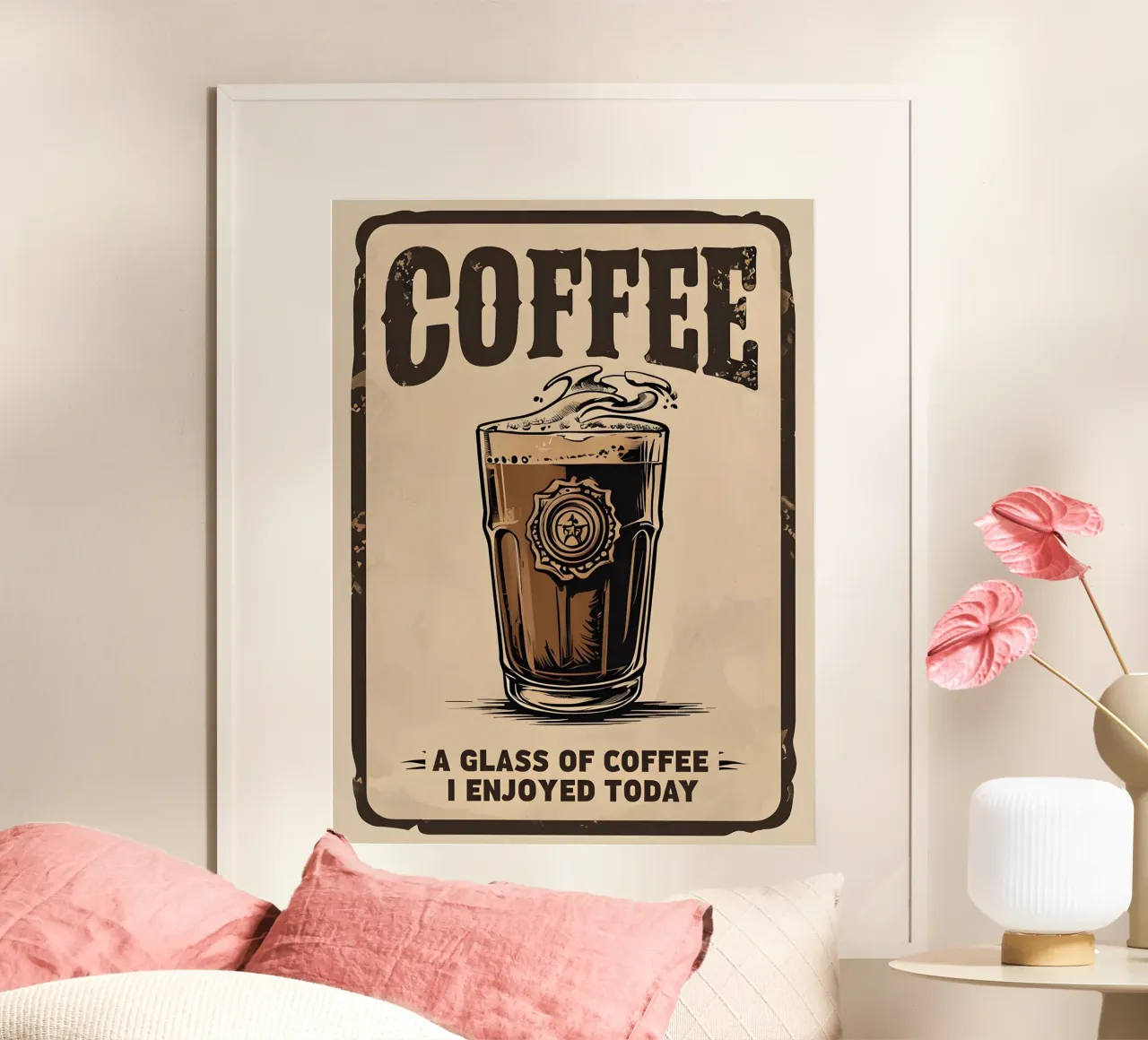 Caffè Un bicchiere di caffè che ho gustato oggi poster da RETRO VINTAGE EDITION