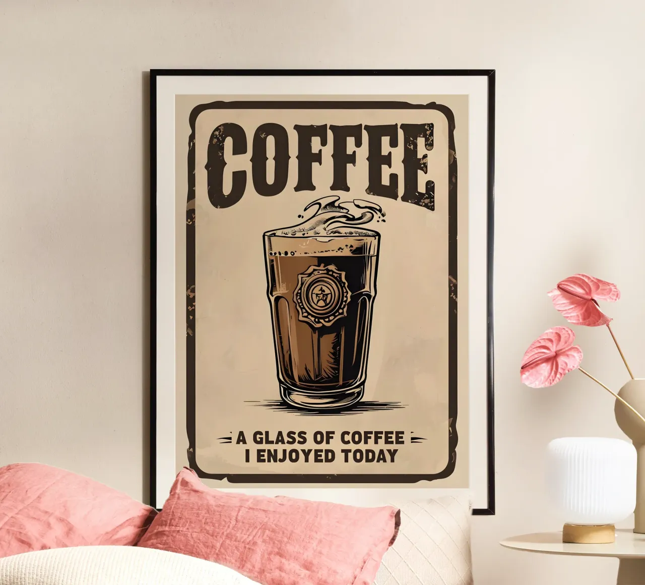 Caffè Un bicchiere di caffè che ho gustato oggi poster da RETRO VINTAGE EDITION