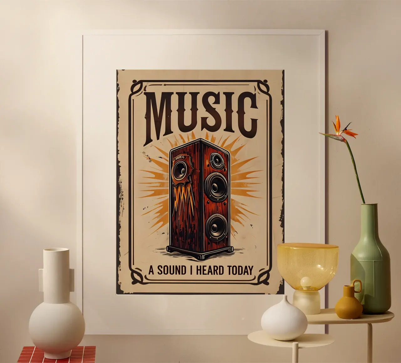 Music A Soud I Heard Today poster with wooden frame by RETRO VINTAGE EDITION