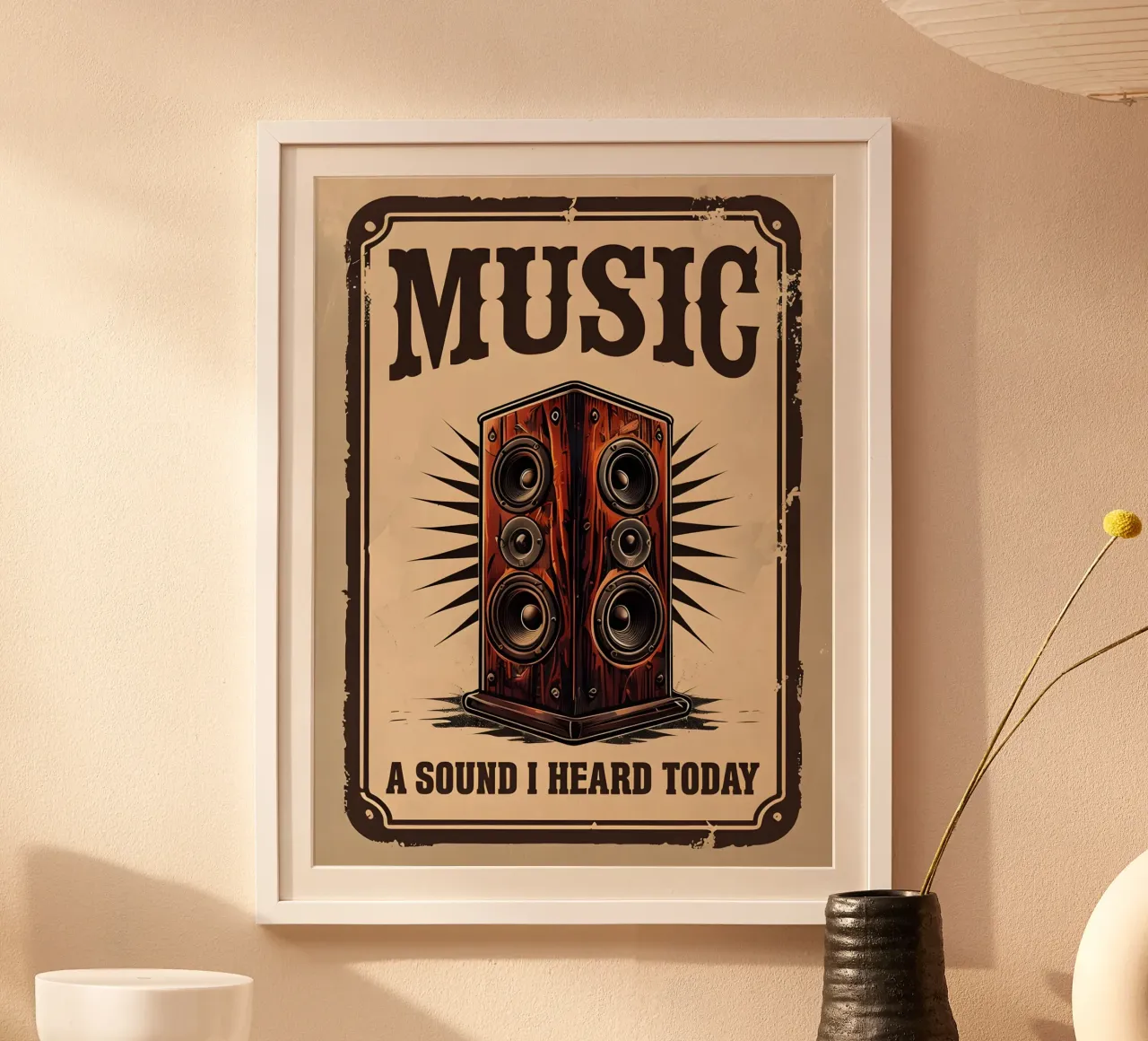 Music A Sound I Heard Today poster with wooden frame by RETRO VINTAGE EDITION